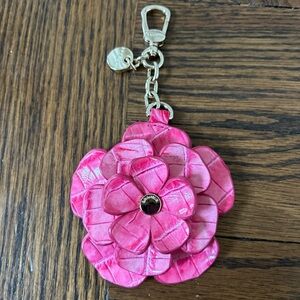 🌺New 🌺 Brahmin 🌺 DAHLIA Pink Cosmo Flower Tassel 🌺Leather Handbag Charm